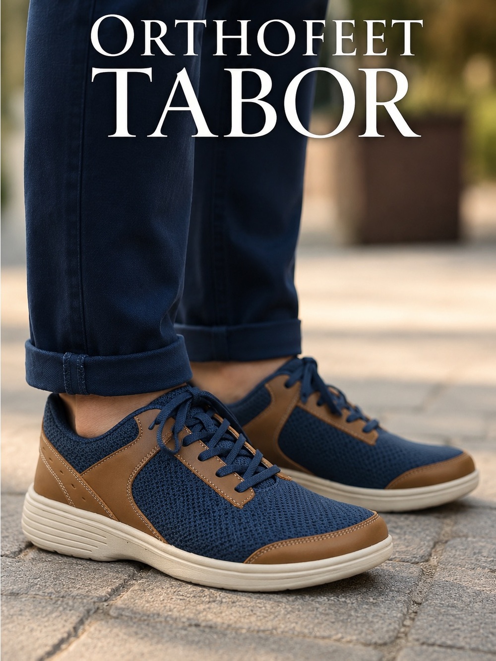 Orthofeet Tabor 20215 Men's Size 8D Blue Comfort Walking Sneakers Leather
